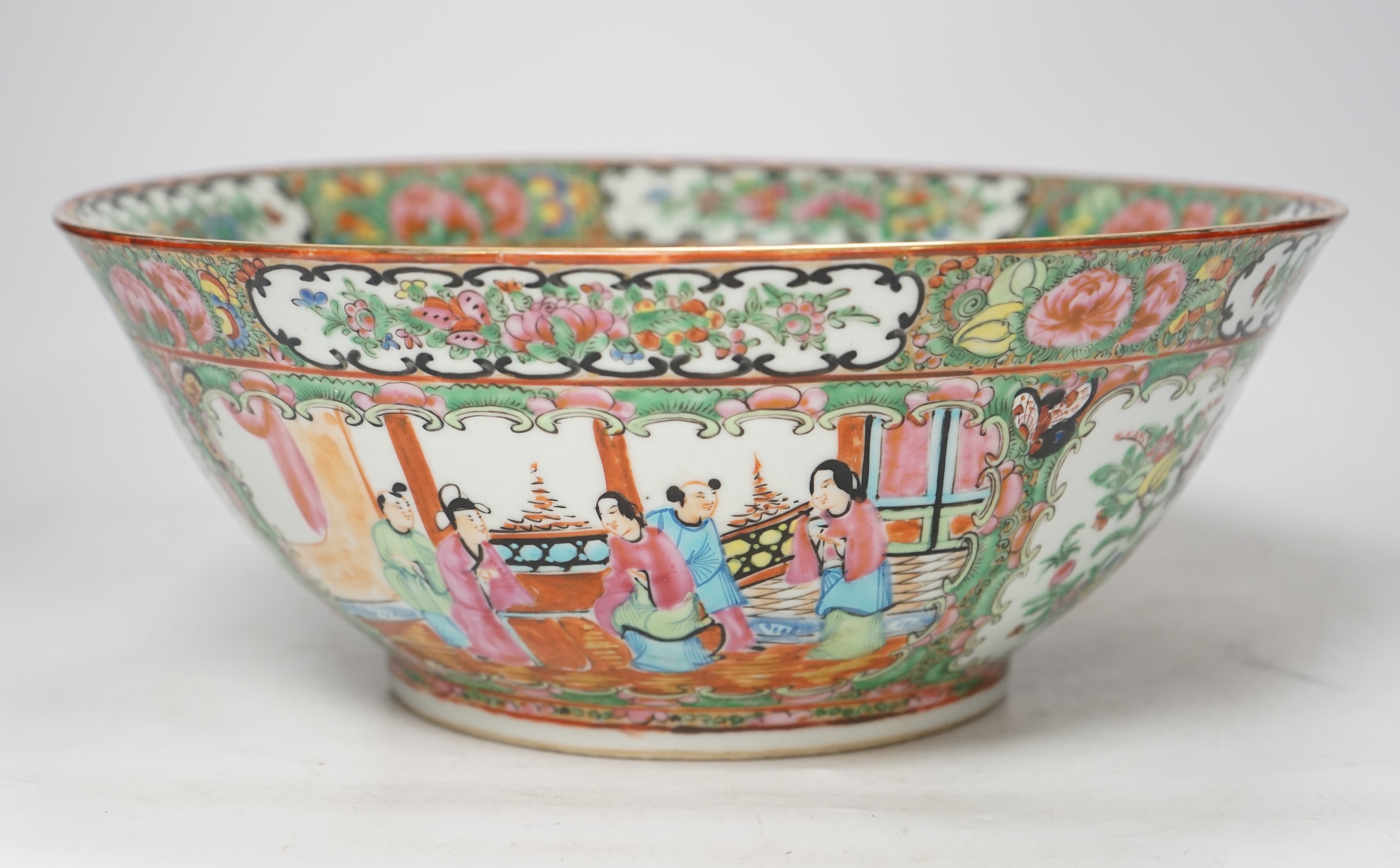 A 20th century Chinese Canton famille rose bowl, 30cm diameter. Condition - good